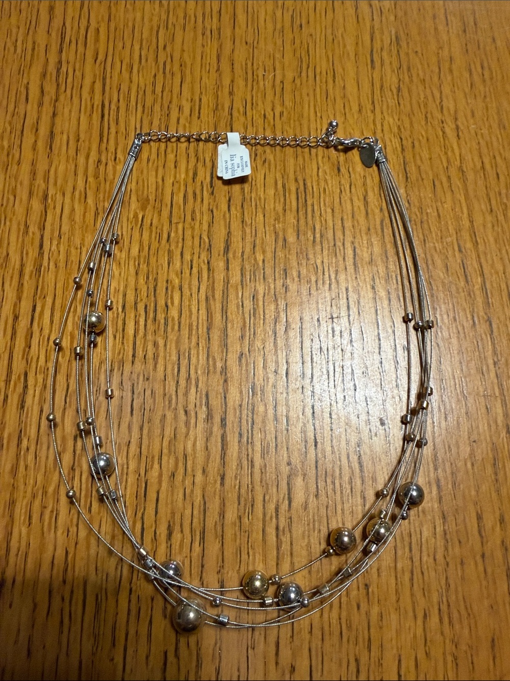 Lia Sophia Multi-Strand Metallic Bead Necklace - Silver and Gold